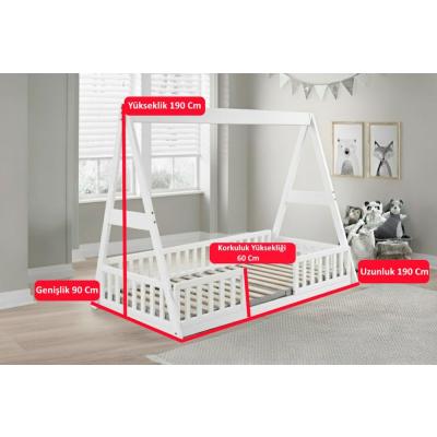 MukoToys Piramit House Montessori Karyola: Çocuğunuzun Hayallerindeki Güvenli Ev  90x190 Mdf