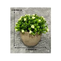 Dekoratif Yapay Çiçek - Saksıda Sarı Çiçekli - Masa Üstü Ofis & Ev Dekoru (17x13 cm)