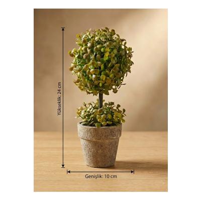 Yapay Çiçek Şimşir Esintili Mini Masa Üstü Saksılı Dekoratif Bitki 24 cm