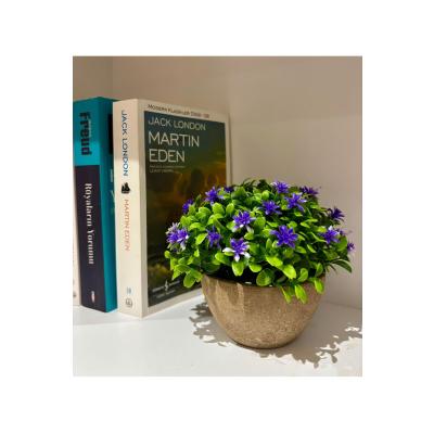 Safir Moru Detaylı Modern Yapay Bitki Tasarımı (13 cm x 17 cm)