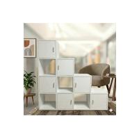 Beyaz Kademeli Basamak Kitaplık ve Çok Amaçlı Düzenleyici Dolap (6 Kapaklı & 4 Açık Raflı) 1.Sınıf MDF 