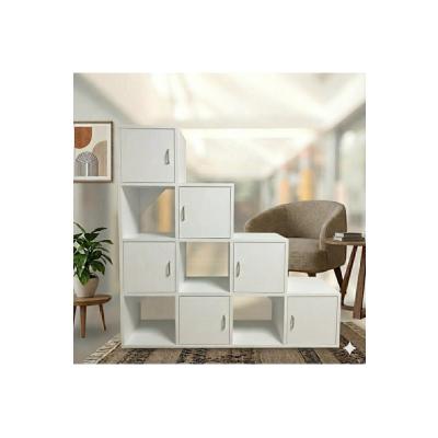 Beyaz Kademeli Basamak Kitaplık ve Çok Amaçlı Düzenleyici Dolap (6 Kapaklı & 4 Açık Raflı) 1.Sınıf MDF 