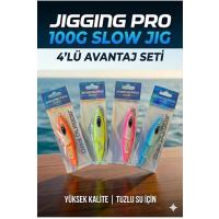 100g Slow Jig 4'lü Avantaj Seti - Derin Su ve Akıntı İçin Suni Yem