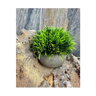 Premium Yapay Çim Topu Gri Saksıda Dekoratif Masa Üstü Çiçeği ?