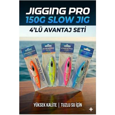 150g Slow Jig 4'lü Avantaj Seti-Tuzlu Su Profesyonel Balık Avı Yemi (Akya,Sinarit,Orfoz)