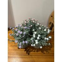 3’lü Dekoratif Yapay Çiçek Seti – Saksıda Mor, Beyaz, Pembe Aranjman