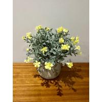3'lü Ev ve Ofis İç Mekan Dekorasyonu için 3'lü Saksıda Sarı Çiçekli Yapay Bitki