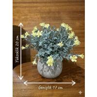 3'lü Ev ve Ofis İç Mekan Dekorasyonu için 3'lü Saksıda Sarı Çiçekli Yapay Bitki