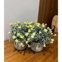 3'lü Ev ve Ofis İç Mekan Dekorasyonu için 3'lü Saksıda Sarı Çiçekli Yapay Bitki