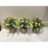 3'lü Ev ve Ofis İç Mekan Dekorasyonu için 3'lü Saksıda Sarı Çiçekli Yapay Bitki