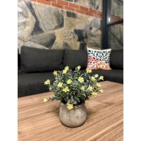 3'lü Ev ve Ofis İç Mekan Dekorasyonu için 3'lü Saksıda Sarı Çiçekli Yapay Bitki