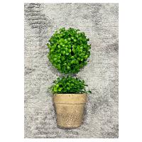 Doğal Görünümlü Dekoratif Eskitme Saksılı Yapay Top Şimşir Ağacı - Masaüstü Ofis ve Ev Dekoru