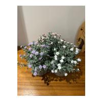 3’lü Dekoratif Yapay Çiçek Seti – Saksıda Mor, Beyaz, Pembe Aranjman