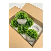 6'lı Özel Polystone Saksılı Yapay Çim Topu Seti - Dekoratif Masa Çiçeği - Taş Görünümlü Saksı