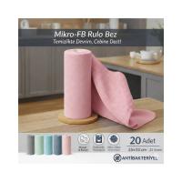 FB Cup (20'li Rulo) Mikro-Fb Çok Amaçlı %100 Mikrofiber Temizlik Bezi 25X32 Kopart Kullan (Pudra Pembesi)
