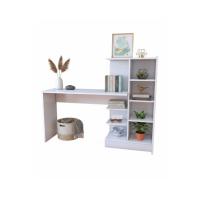 MDF Beyaz Kitaplıklı Çalışma Masası