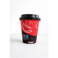 20 Adet 8 oz Kapaklı Karton Bardak Seti - Modern Kırmızı Siyah Tasarım