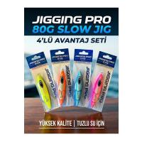 80g Slow Jig 4'lü Avantaj Seti - Tuzlu Su İçin Yüksek Kalite Suni Yem