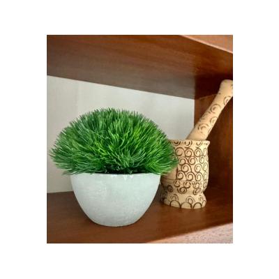 Premium Yapay Çim Topu Gri Saksıda Dekoratif Masa Üstü Çiçeği ?