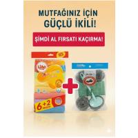 8'li Mikrofiber Bez +Saplı 4'lü Süper Güçlü Bulaşık Teli Seti-Süper İkili