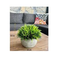 Premium Yapay Çim Topu Gri Saksıda Dekoratif Masa Üstü Çiçeği ?