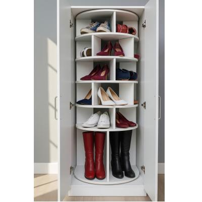 360° Dönen Dolaplı Ayakkabı Rafı 6 Basamaklı Beyaz Mdf