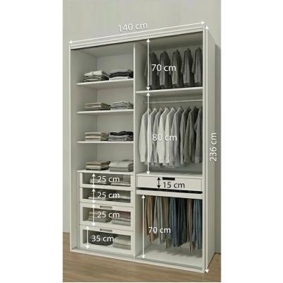 Pureline Glass 140 – Mdf Sürgü Kapaklı, Cam Çekmeceli Gardırop