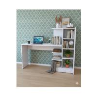 MDF Beyaz Kitaplıklı Çalışma Masası