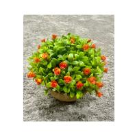 Dekoratif Saksılı Yapay Çiçek - Turuncu Minyatür Güller - Canlı Görünümlü Masaüstü Bitki