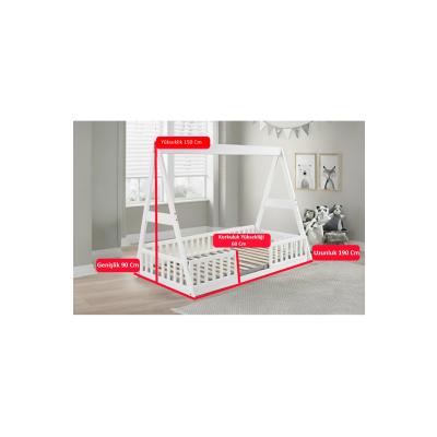Piramit House Montessori Karyola: Çocuğunuzun Hayallerindeki Güvenli Ev! 90x190 Mdf