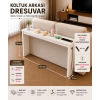 Café Royale Vintage & USB-Tech Konsol Raf - 3 USB + 4 Priz Girişli MDF Koltuk Arkası Raf Beyaz 100x85x12