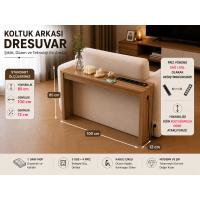 Café Royale Vintage & USB-Tech Konsol Raf - 3 USB + 4 Priz Girişli MDF Koltuk Arkası Raf 100x85x12