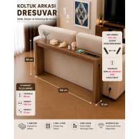 Café Royale Vintage & USB-Tech Konsol Raf - 3 USB + 4 Priz Girişli MDF Koltuk Arkası Raf Ceviz 150x85x12