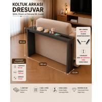 Café Royale Vintage & USB-Tech Konsol Raf - 3 USB + 4 Priz Girişli MDF Koltuk Arkası Raf Antrasit 100x85x12