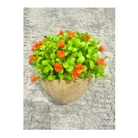 Dekoratif Saksılı Yapay Çiçek - Turuncu Minyatür Güller - Canlı Görünümlü Masaüstü Bitki