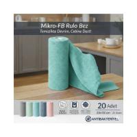 FB Cup (20'li Rulo) Mikro-Fb Çok Amaçlı %100 Mikrofiber Temizlik Bezi 25X32 Kopart Kullan Turkuaz