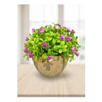 Dekoratif Saksılı Yapay Çiçek - Küçük Mor Güller Masaüstü Ofis ve Ev Süsü Hediyelik