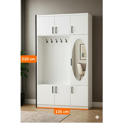 Sirius Beyaz Vestiyer | Geniş Aynalı, Askılıklı ve 1. Sınıf MDF Şıklığı