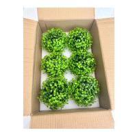 6'lı Gri Taş Görünümlü Polystone Saksılı Yapay Çiçek Seti - Dekoratif Masa Üstü Şimşir Topu