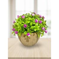 Dekoratif Saksılı Yapay Çiçek - Küçük Mor Güller Masaüstü Ofis ve Ev Süsü Hediyelik