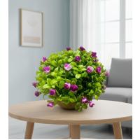 Dekoratif Saksılı Yapay Çiçek - Küçük Mor Güller Masaüstü Ofis ve Ev Süsü Hediyelik