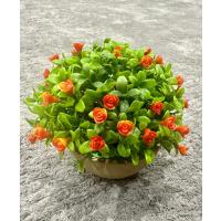 Dekoratif Saksılı Yapay Çiçek - Turuncu Minyatür Güller - Canlı Görünümlü Masaüstü Bitki