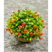 Dekoratif Saksılı Yapay Çiçek - Turuncu Minyatür Güller - Canlı Görünümlü Masaüstü Bitki