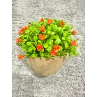 Dekoratif Saksılı Yapay Çiçek - Turuncu Minyatür Güller - Canlı Görünümlü Masaüstü Bitki