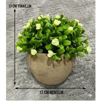 Dekoratif Yapay Çiçek - Saksıda Sarı Çiçekli - Masa Üstü Ofis & Ev Dekoru (17x13 cm)