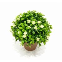 Dekoratif Yapay Çiçek - Saksıda Sarı Çiçekli - Masa Üstü Ofis & Ev Dekoru (17x13 cm)