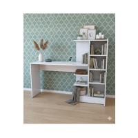 MDF Beyaz Kitaplıklı Çalışma Masası