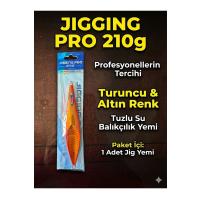 Jigging Pro 210g Jig Suni Yem - Turuncu & Altın Renk - Profesyonel Tuzlu Su Balıkçılık Yemi
