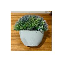 Premium Minimal Beton Görünümlü Saksı – Mor Çiçekli Yapay Bitkili | 1 Adet