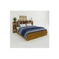 Story Wood Kitaplıklı Karyola 150x200 | 1. Sınıf MDF Ceviz | Raflı Başlık ve Karyola Seti